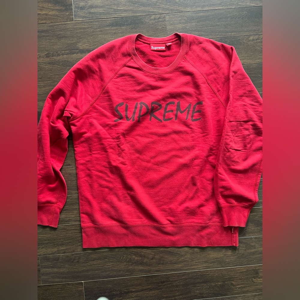 Supreme Red Crewneck Sweater Vibrant Cotton Pullover